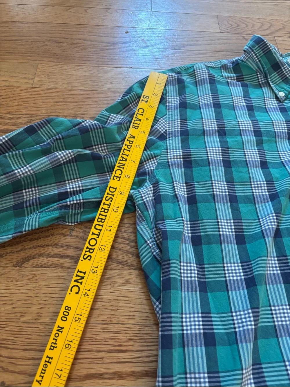 J.Crew Slim Fit Button Down Shirt Men's XL Green Blue Plaid 100% Cotton Casual